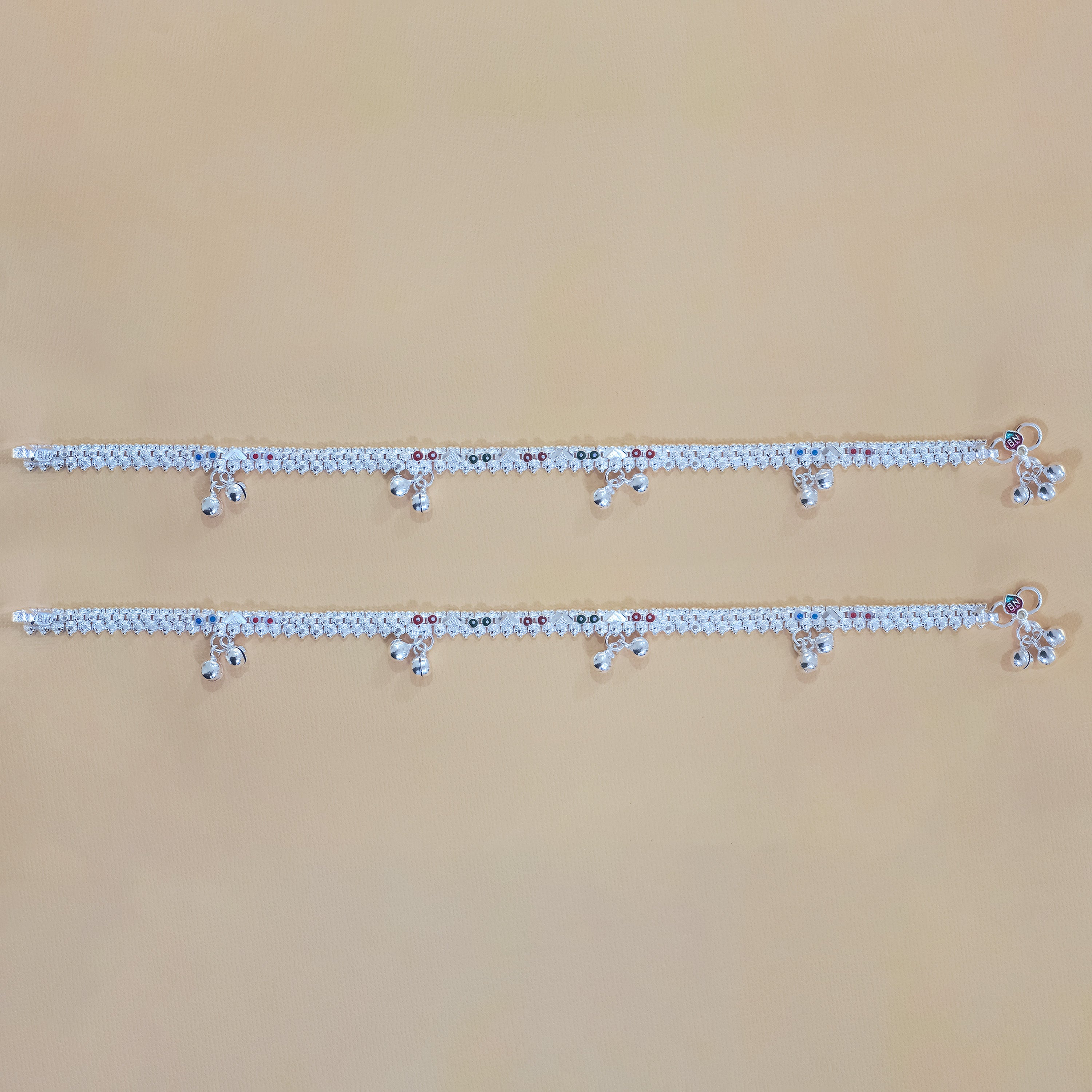 Silver Multi Accent Anklets