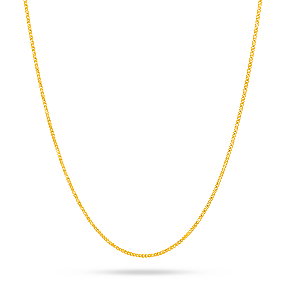 22K Gold Thin Curb Chain - 16"
