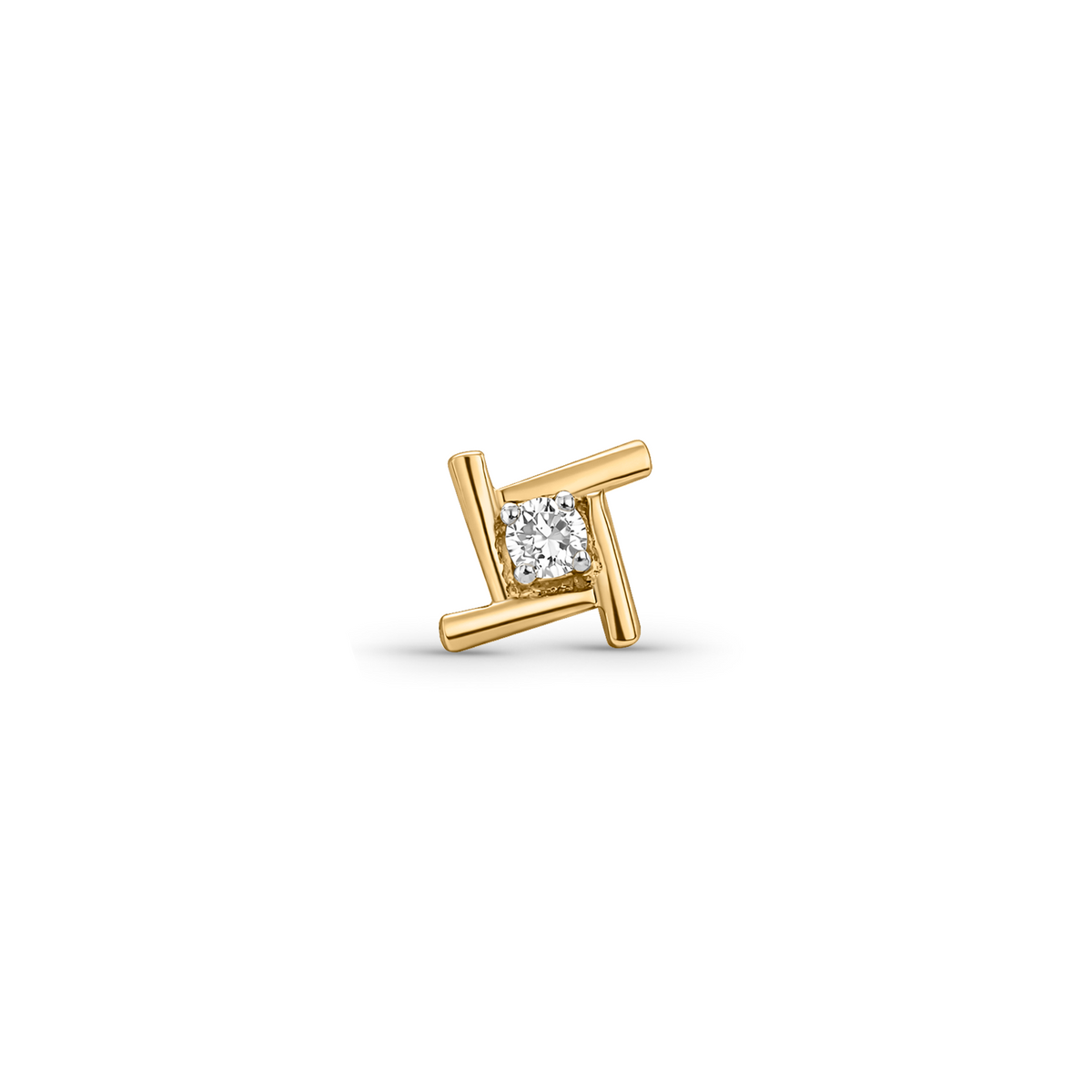 18K Gold Geometric Solitaire Diamond Nose Pin