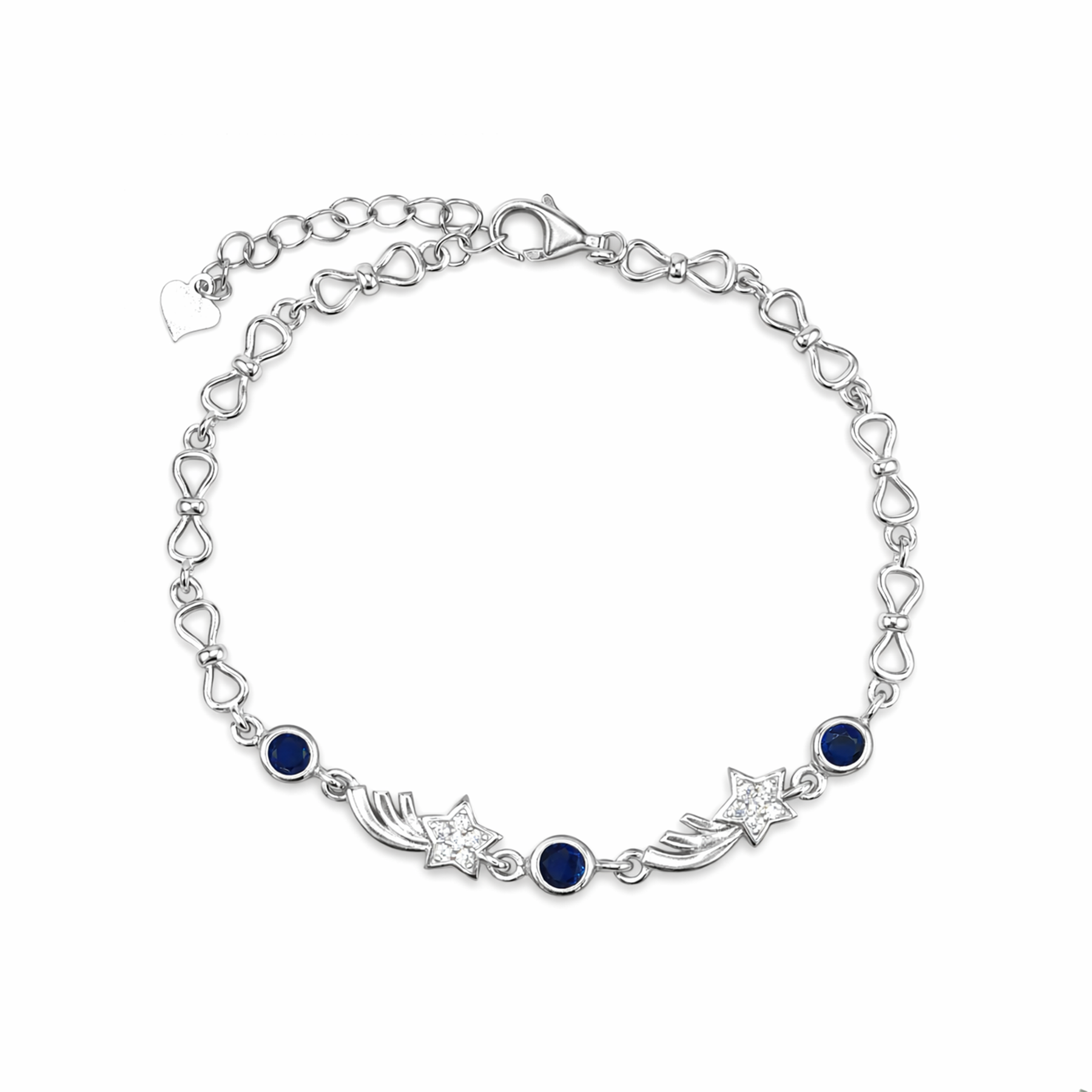 Silver Blue Star Charm Bracelet