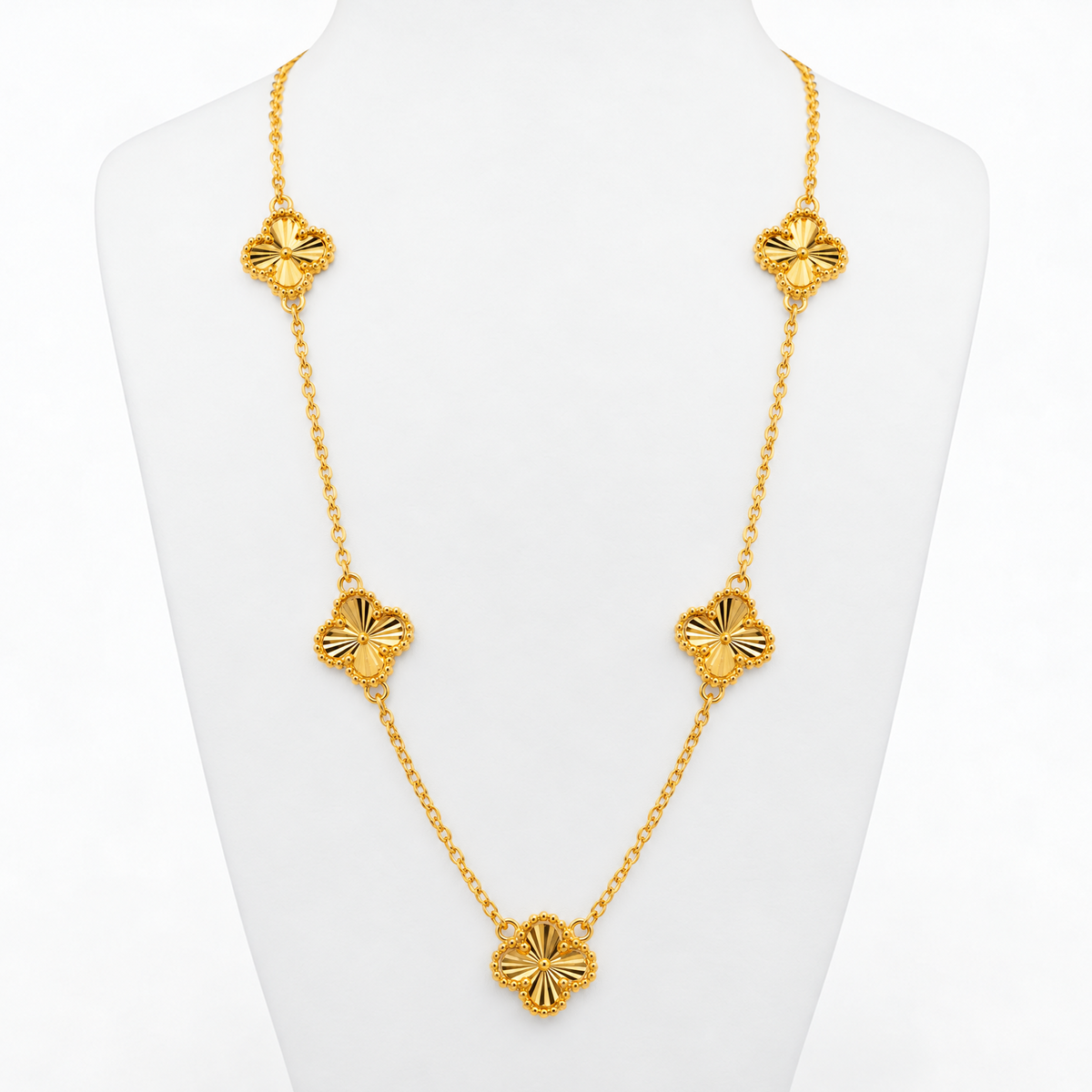 22k Gold Five Clover Necklace
