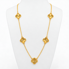 22k Gold Five Clover Necklace