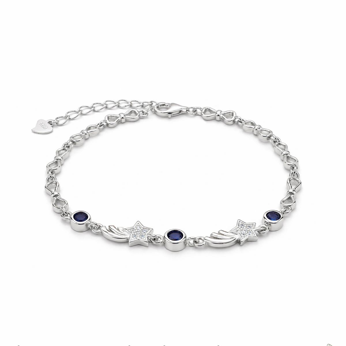 Silver Blue Star Charm Bracelet