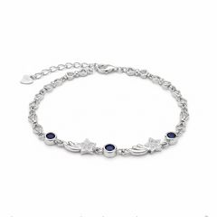 Silver Blue Star Charm Bracelet