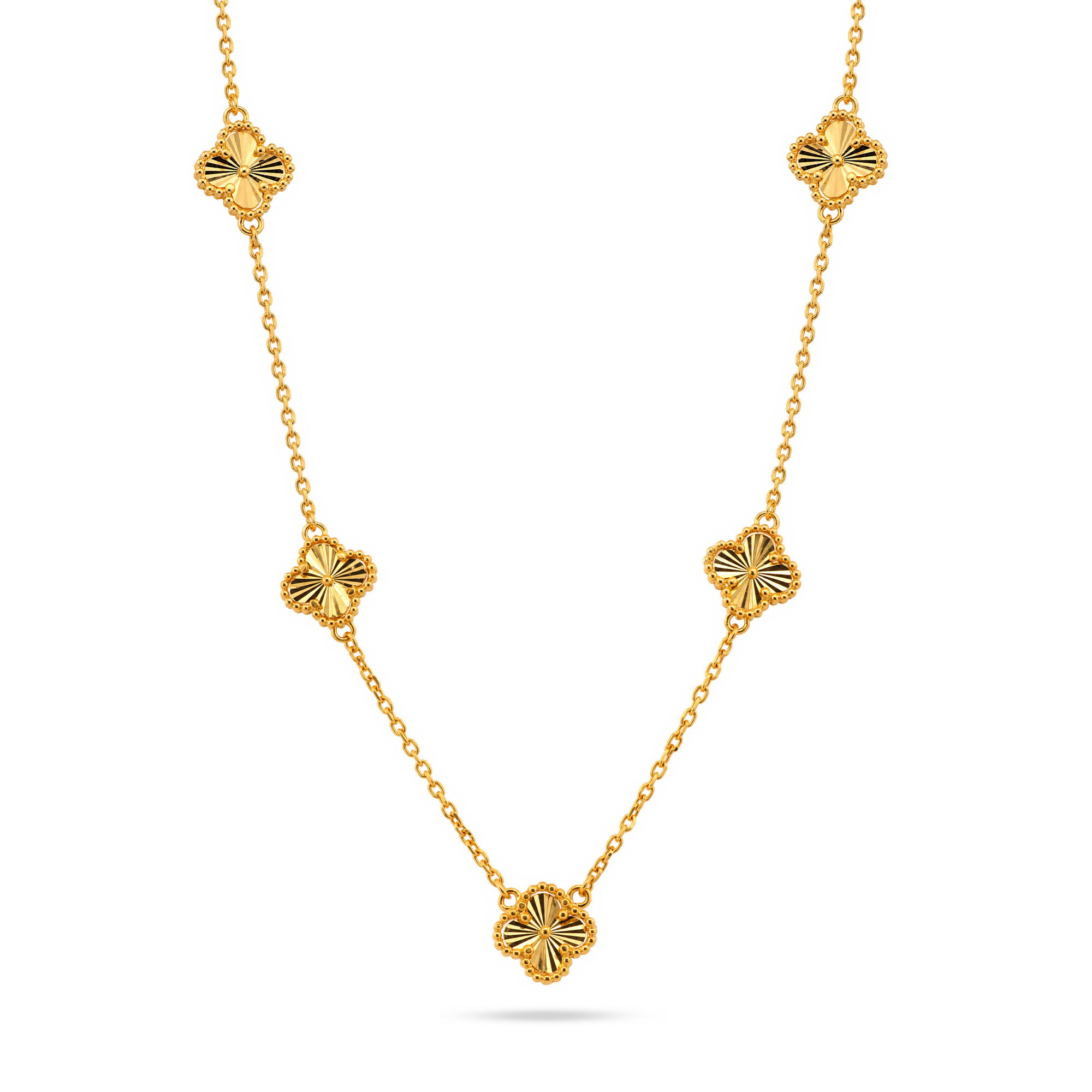 22k Gold Five Clover Necklace