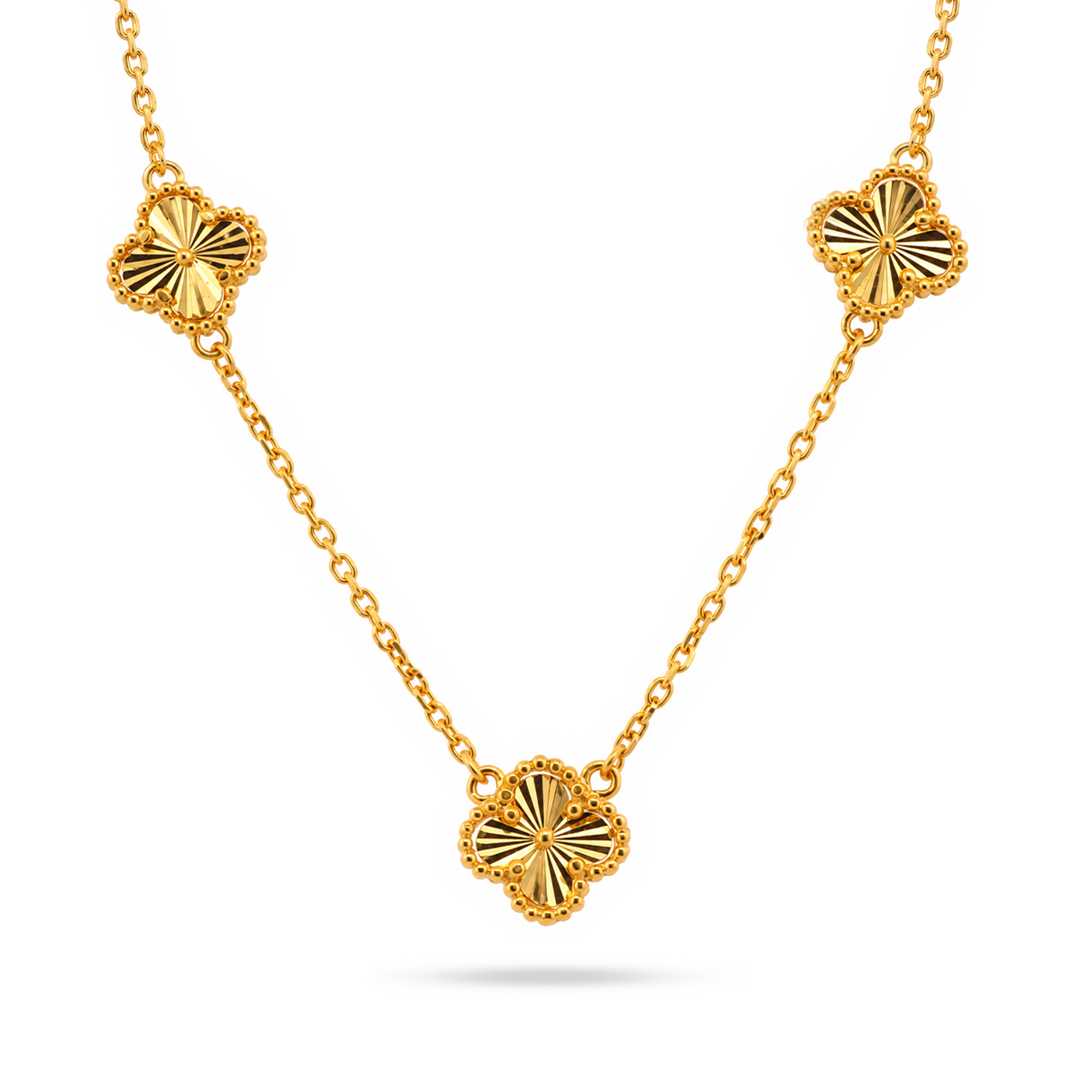 22k Gold Five Clover Necklace