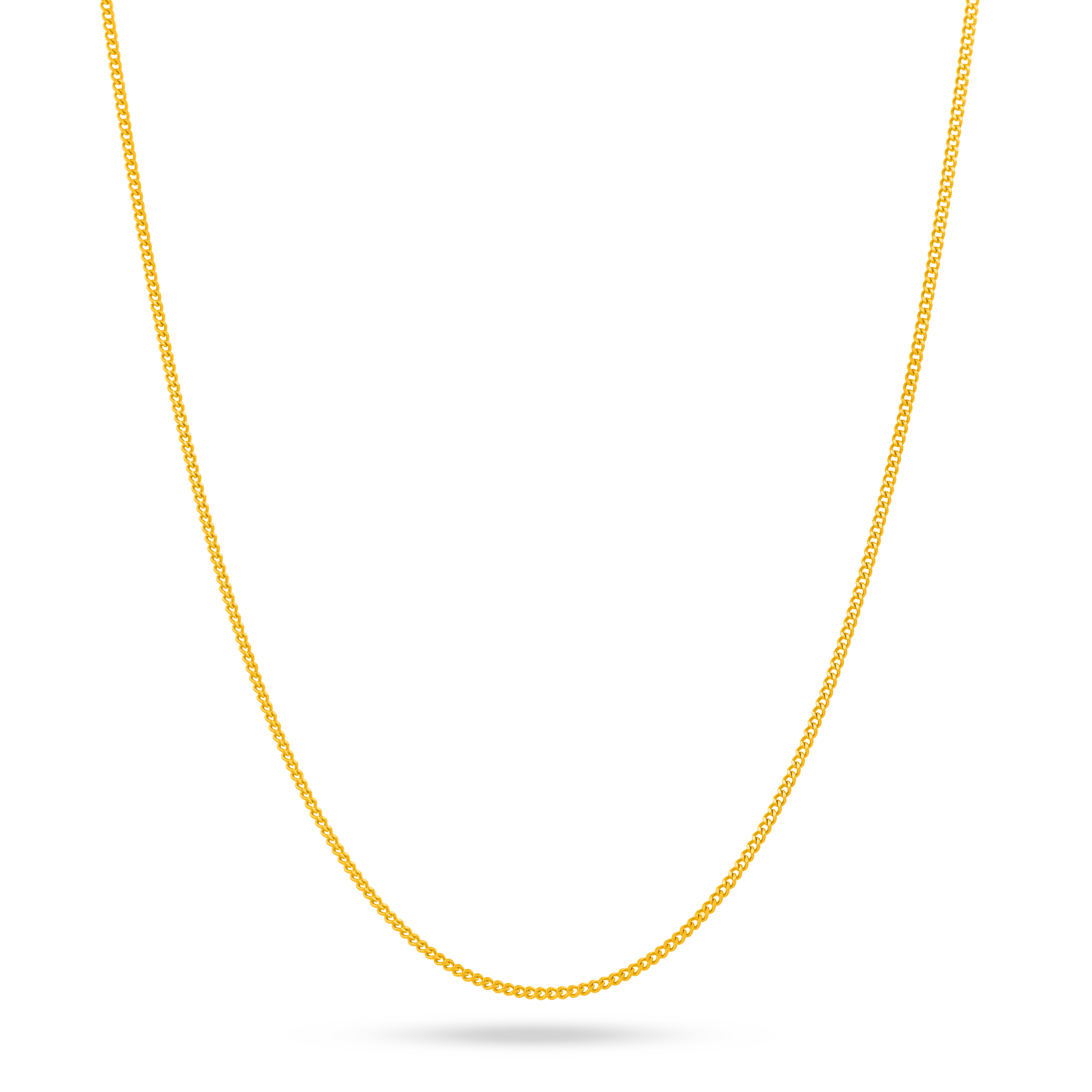 22K Gold Thin Curb Chain - 16"