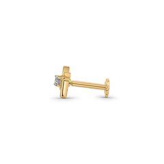 18K Gold Geometric Solitaire Diamond Nose Pin