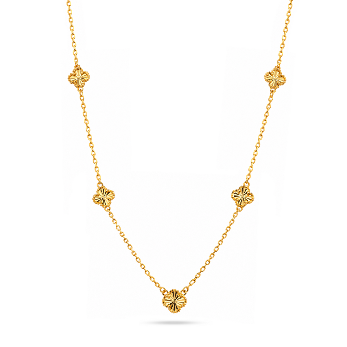 22k Gold Five Clover Necklace