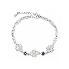 Silver Blue Flower Charm Bracelet