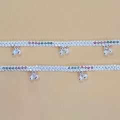 Silver Ruby Emerald Anklets