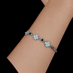 Silver Blue Flower Charm Bracelet