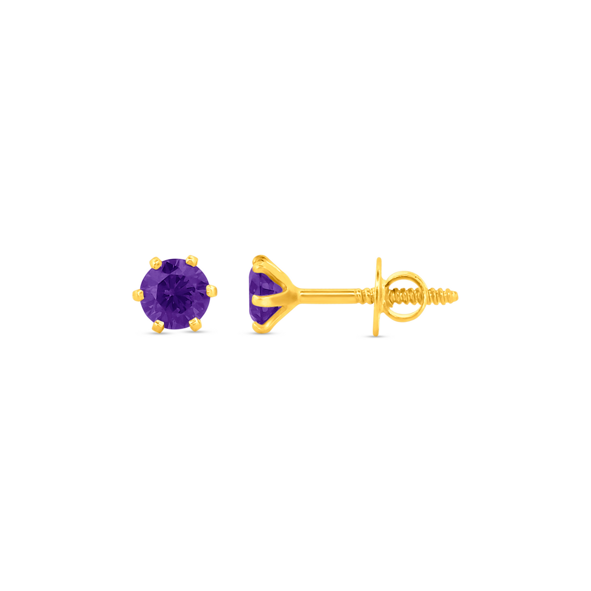 22K Gold Elegant Amethyst Stud Earrings