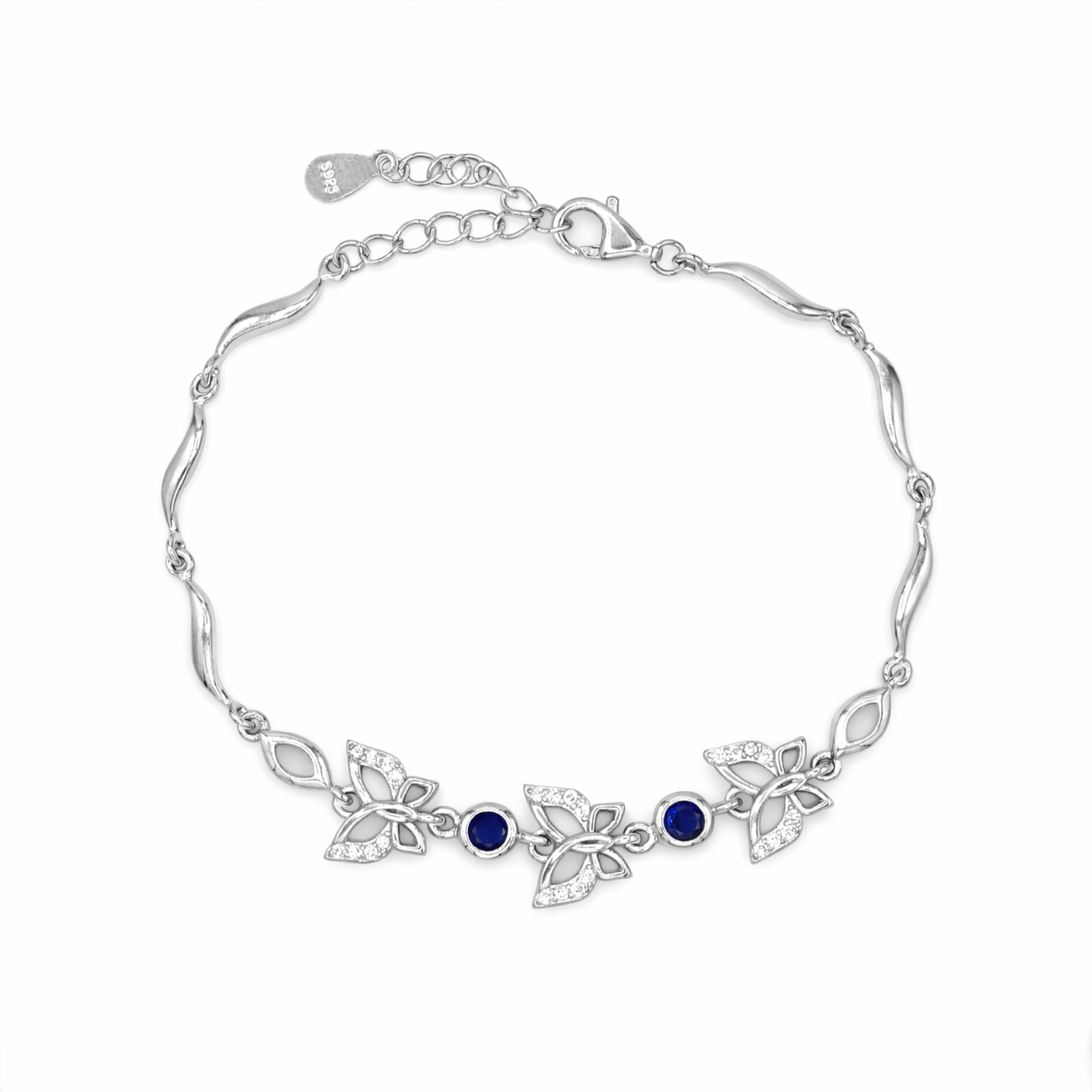 Silver Blue Butterfly Bracelet