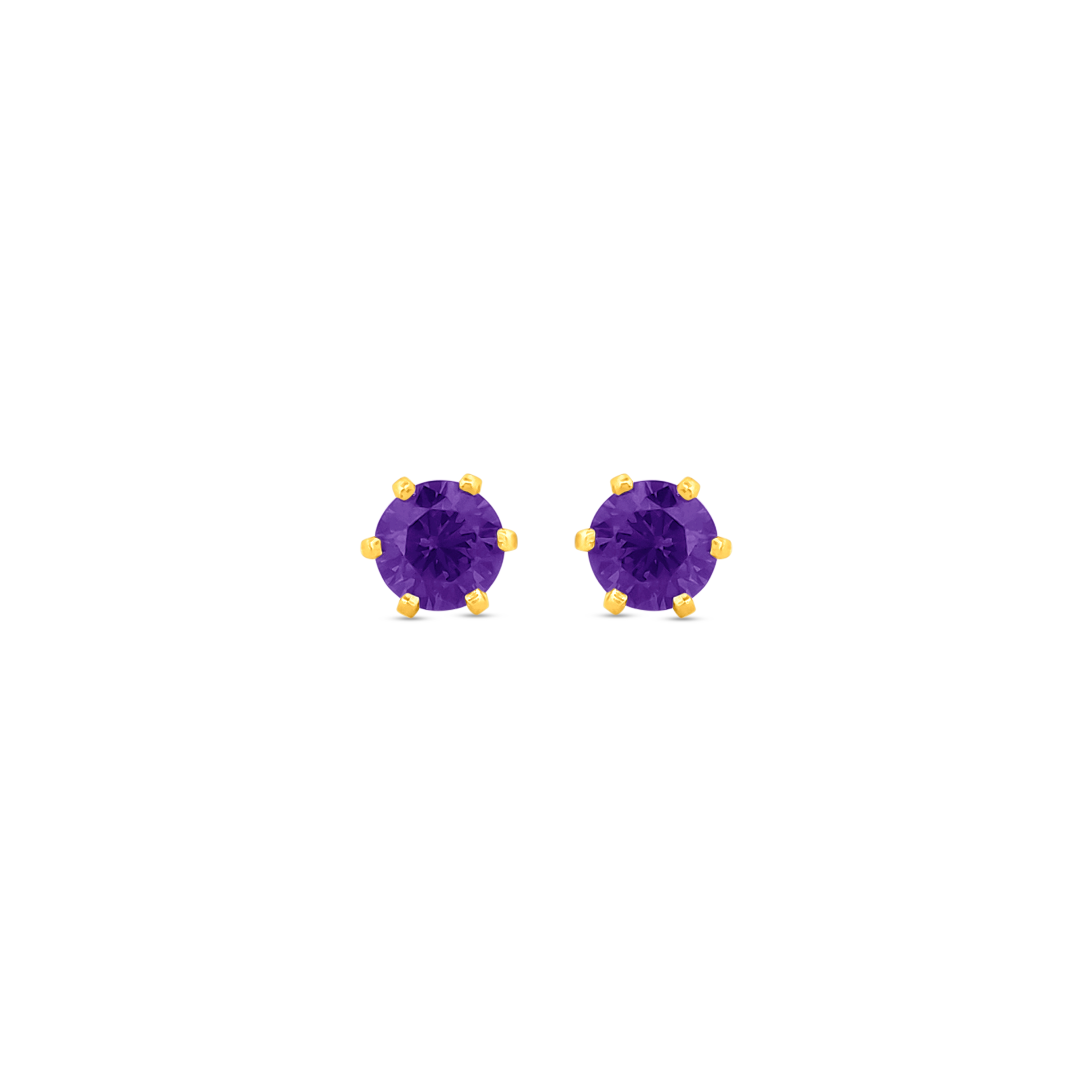 22K Gold Elegant Amethyst Stud Earrings