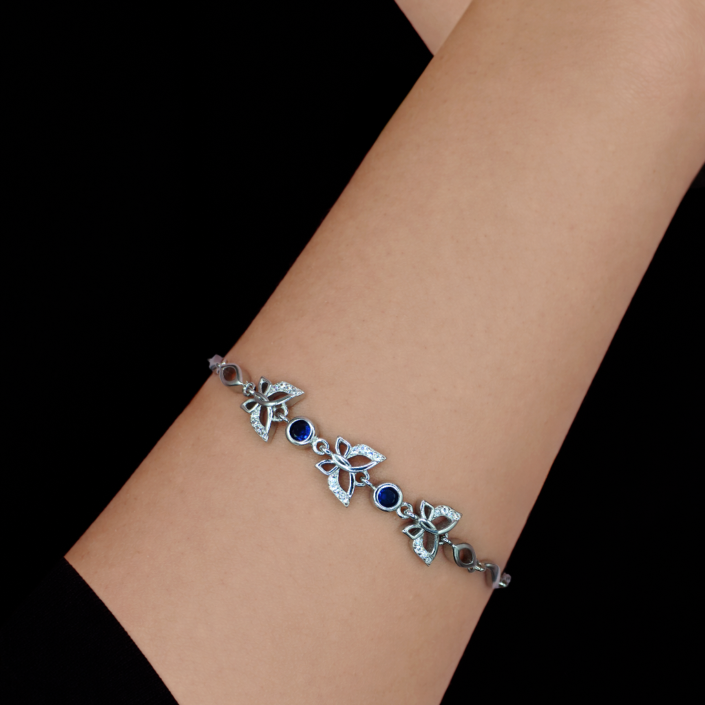 Silver Blue Butterfly Bracelet