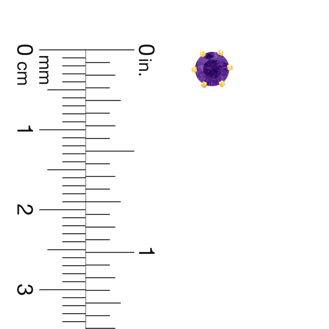 22K Gold Amethyst Stud Earrings