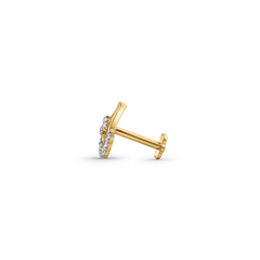 18K Gold Teardrop Halo Diamond Nose Pin