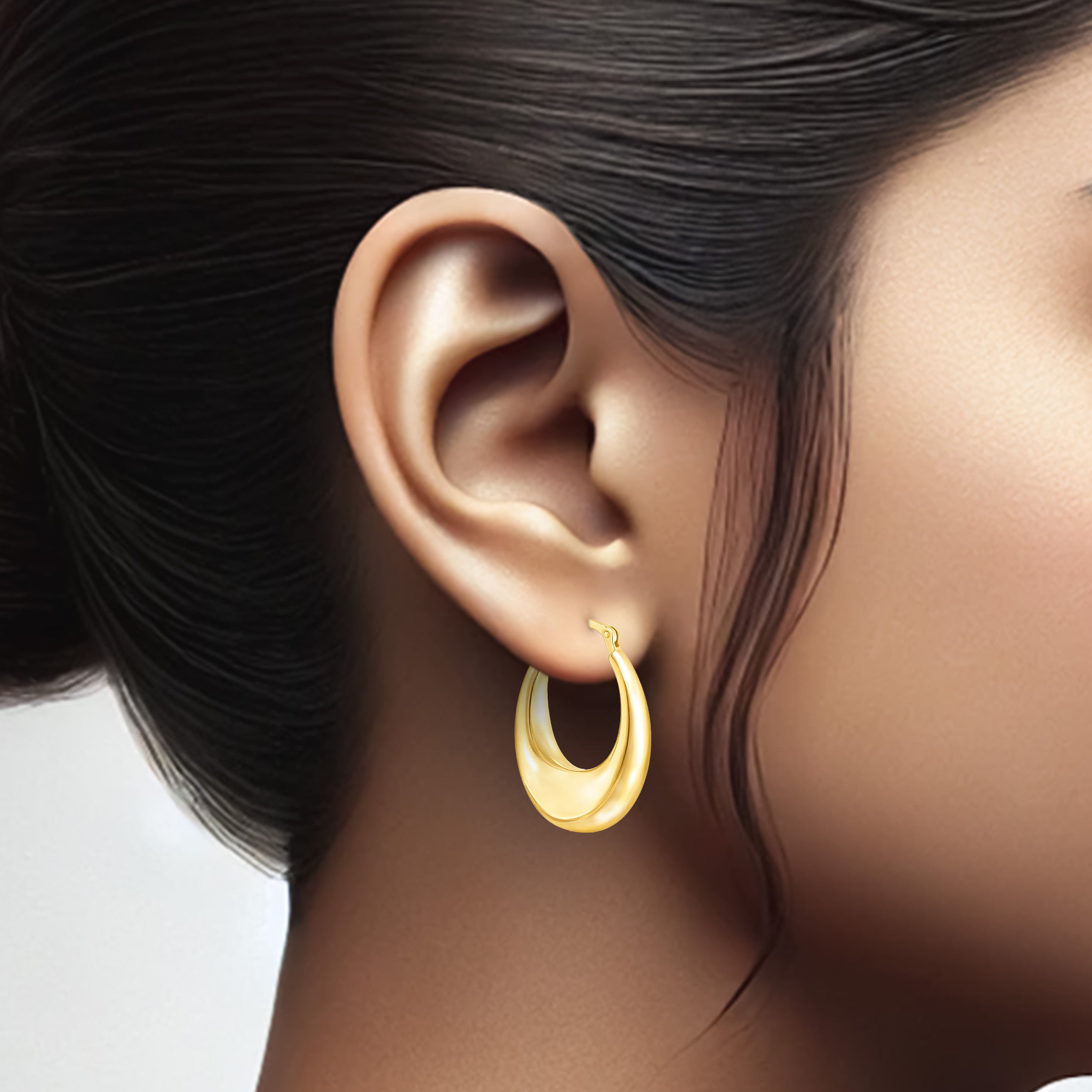 14K Gold Sleek Curve Hoops