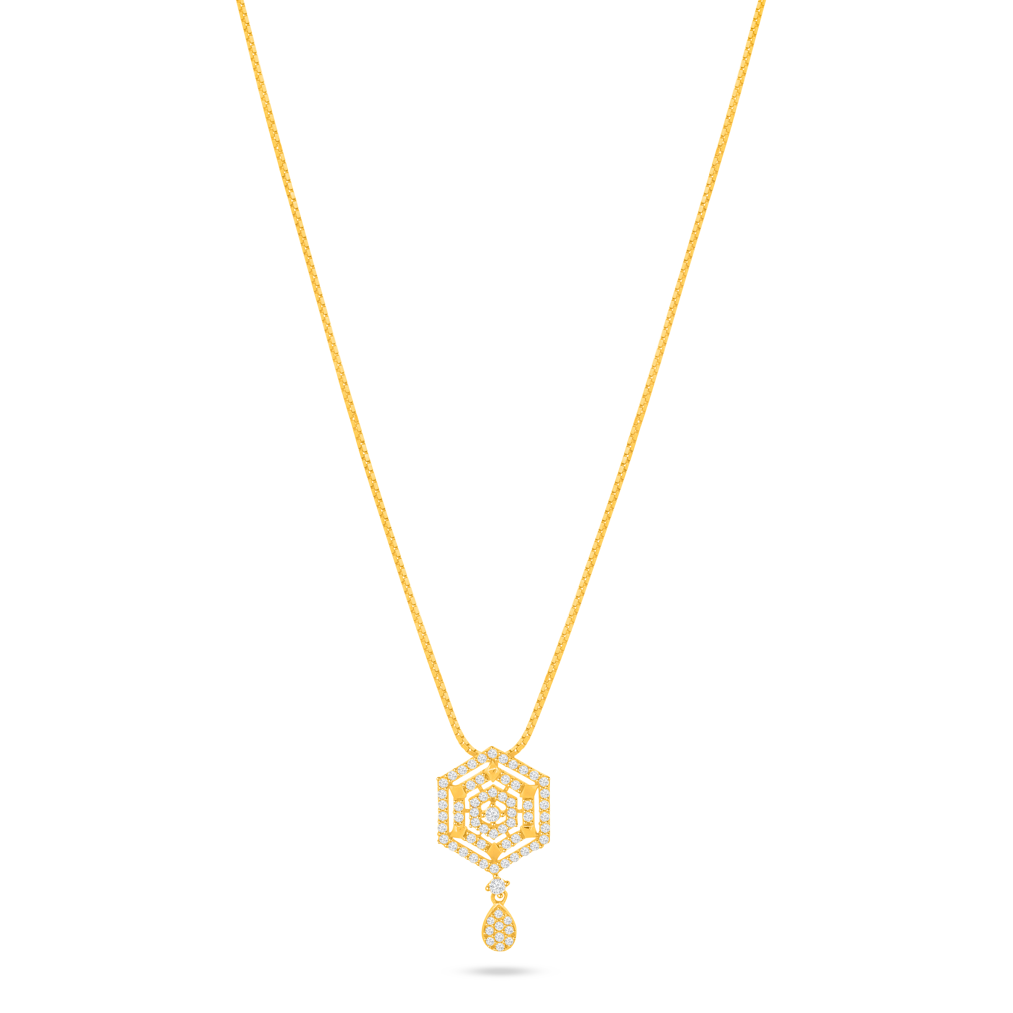 22K Gold Geometric Hexagon Necklace