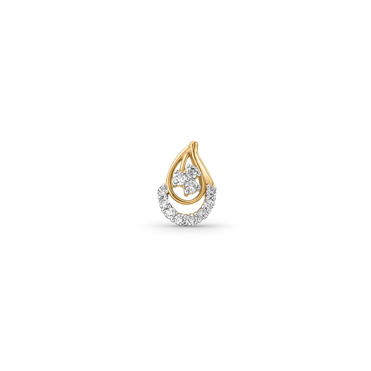 18K Gold Teardrop Halo Diamond Nose Pin
