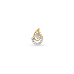 18K Gold Teardrop Halo Diamond Nose Pin