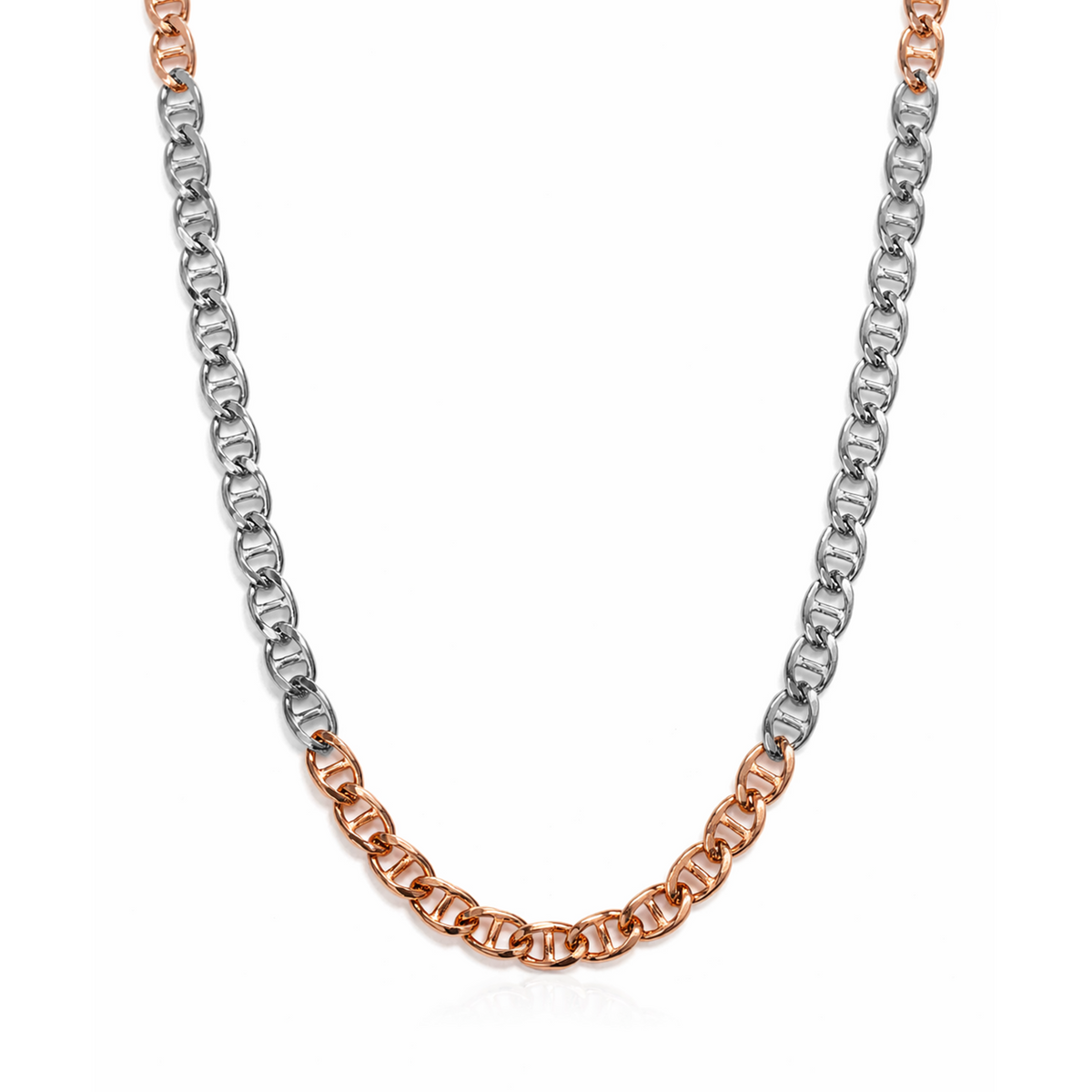 925 Silver Two-Tone Curb Link Chain - 20"