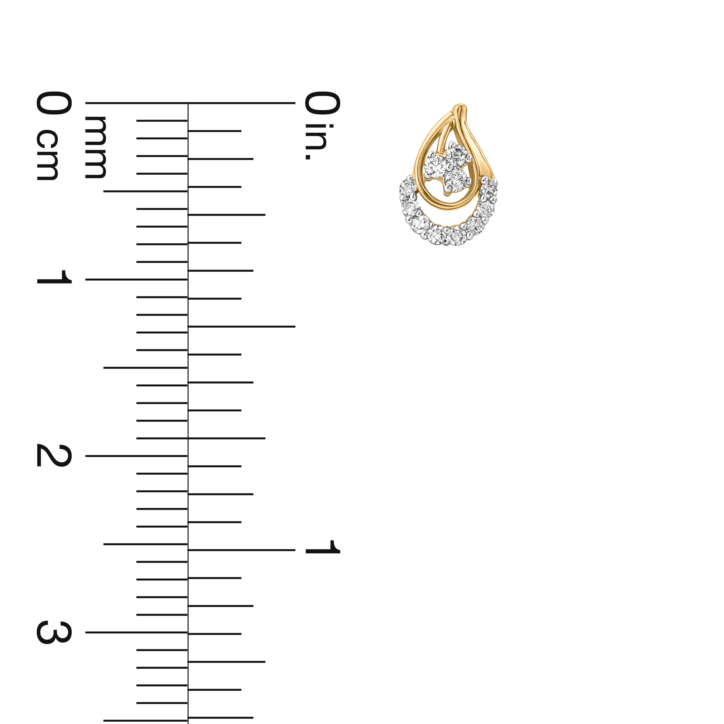 18K Gold Teardrop Halo Diamond Nose Pin