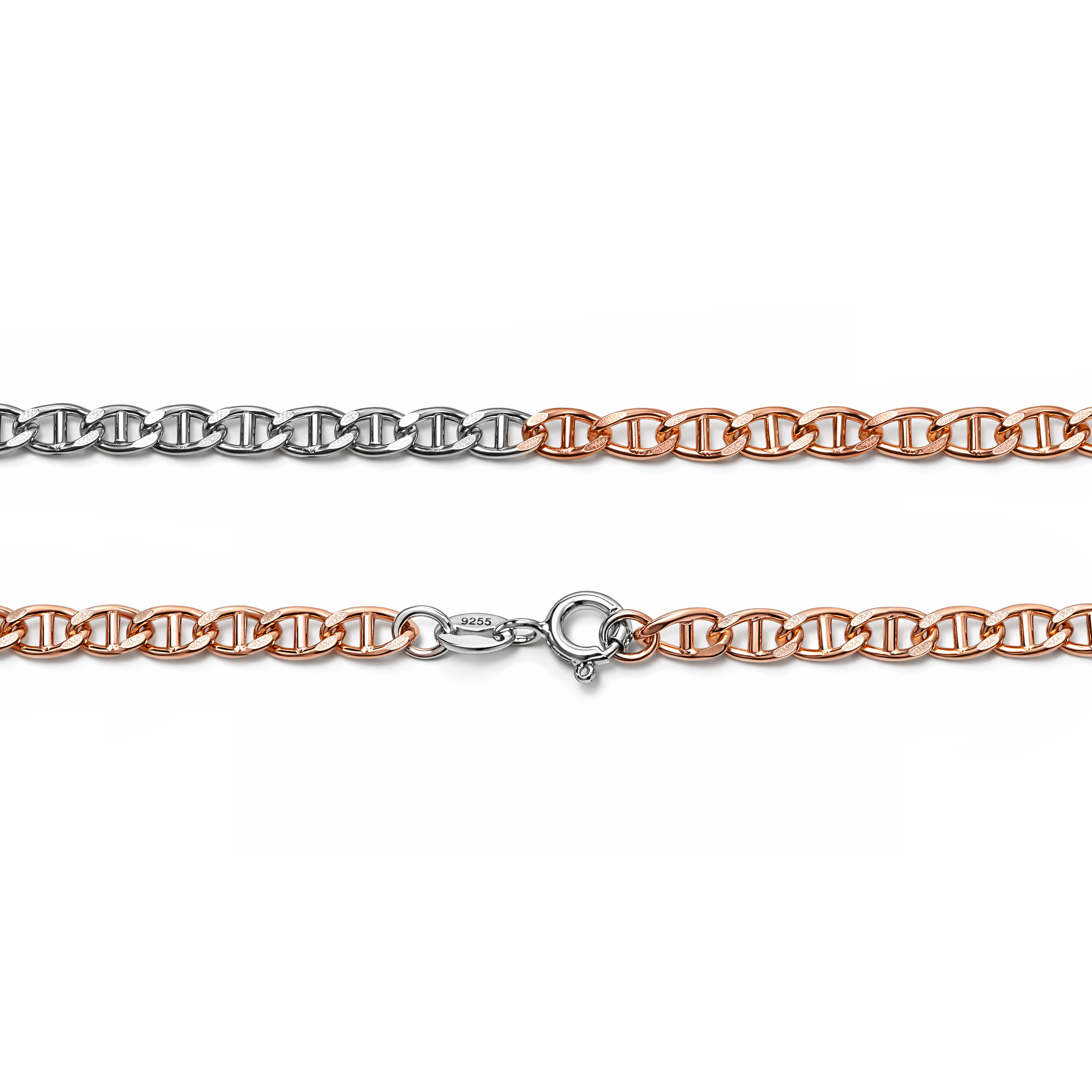 925 Silver Two-Tone Curb Link Chain - 20"