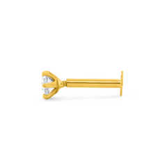 22K Gold Prong-Set Nose Pin