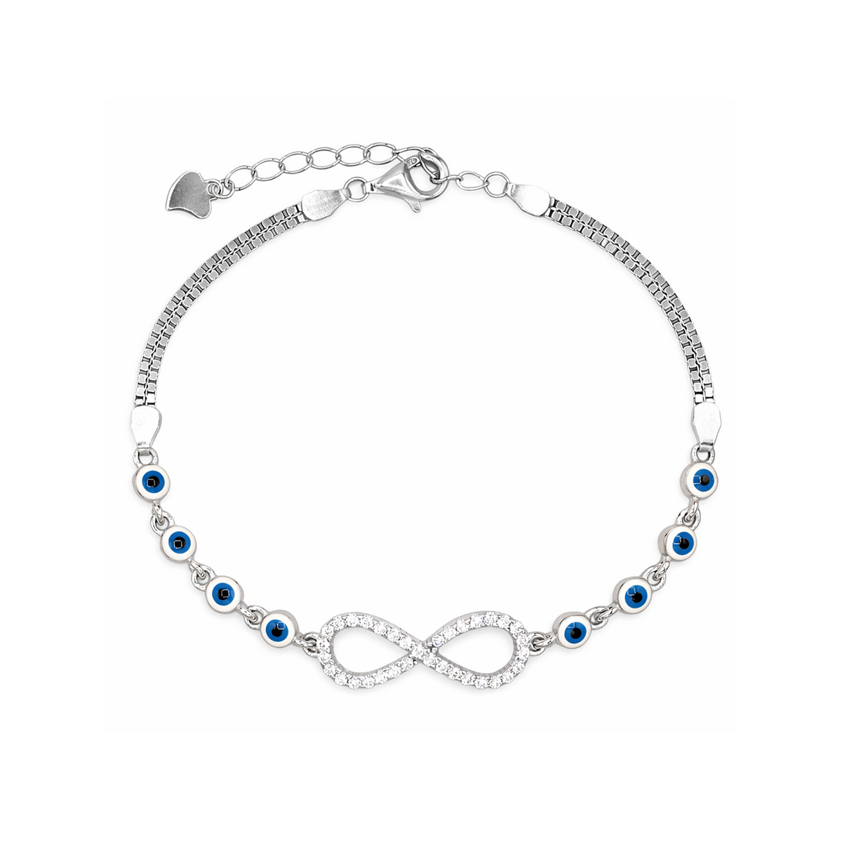 Silver Evil Eye Infinity Bracelet