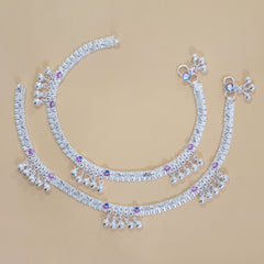 Silver Quintuple Ghungroo Anklets