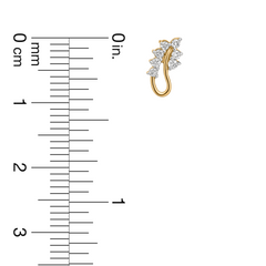 18K Gold Curved Floral Diamond Nose Pin