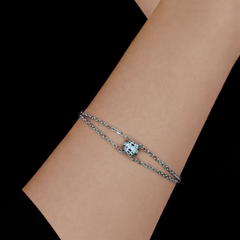 Silver Double Chain Crystal Bracelet