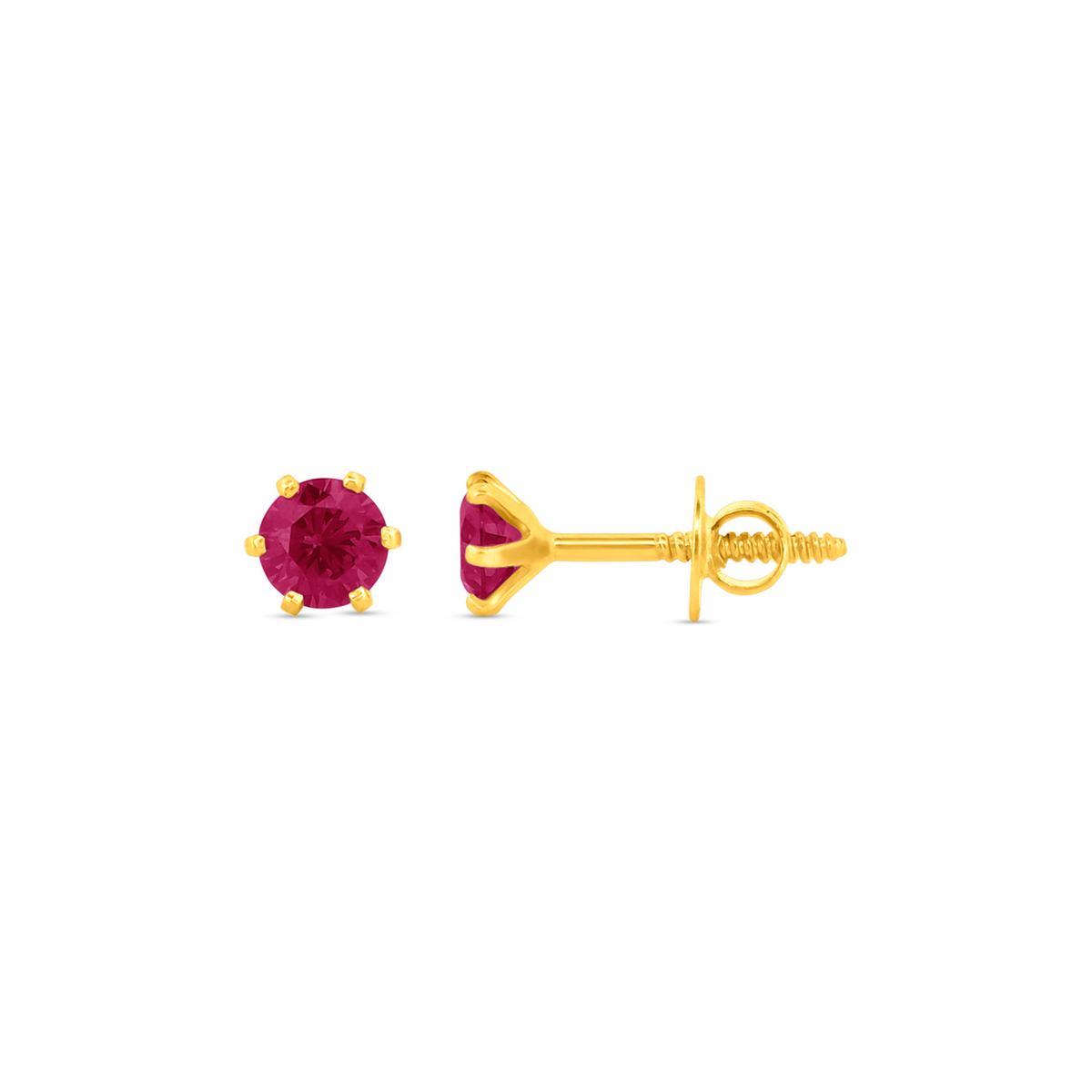 22K Gold Elegant Red Stud Earrings