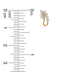18K Gold Curved Floral Diamond Nose Pin