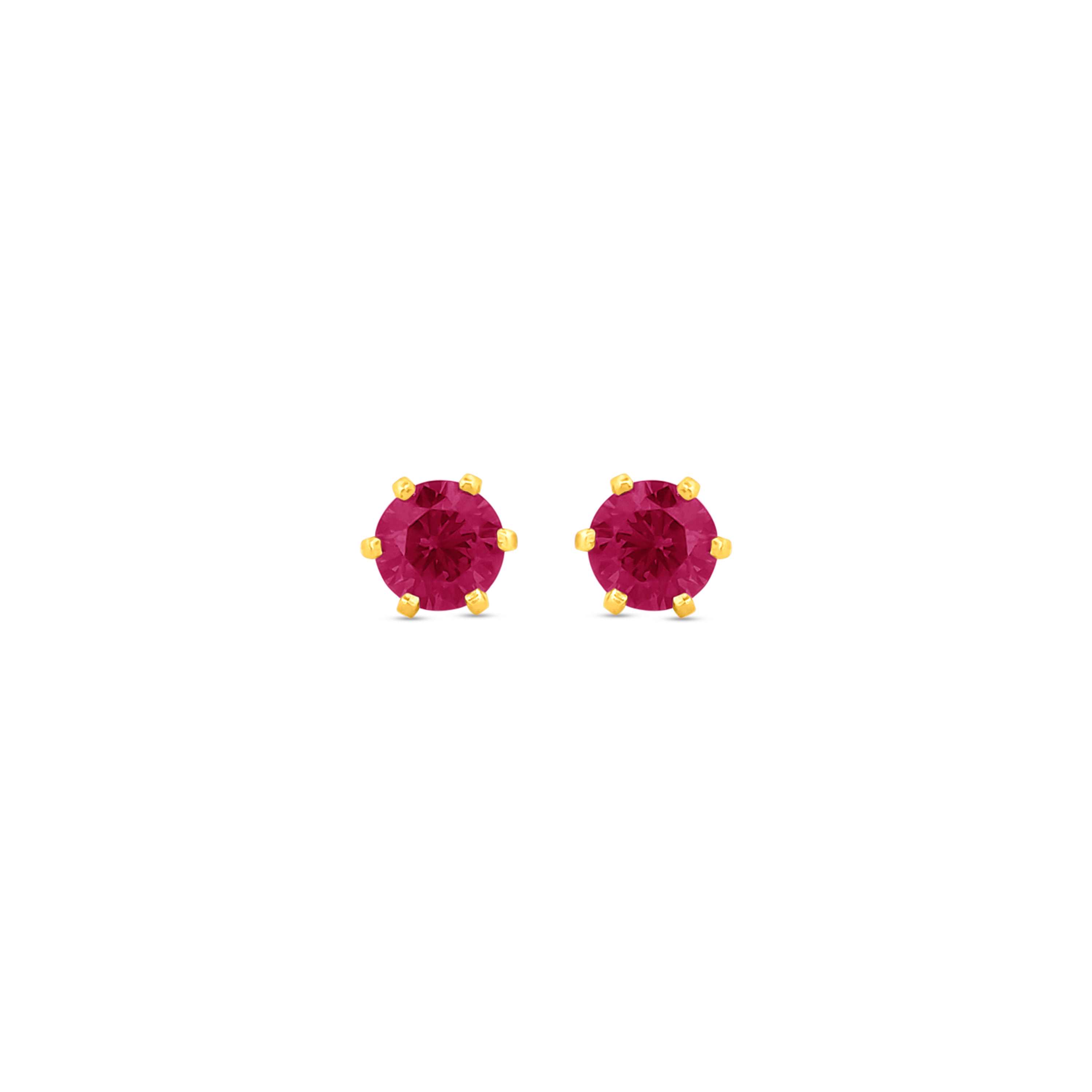 22K Gold Elegant Red Stud Earrings