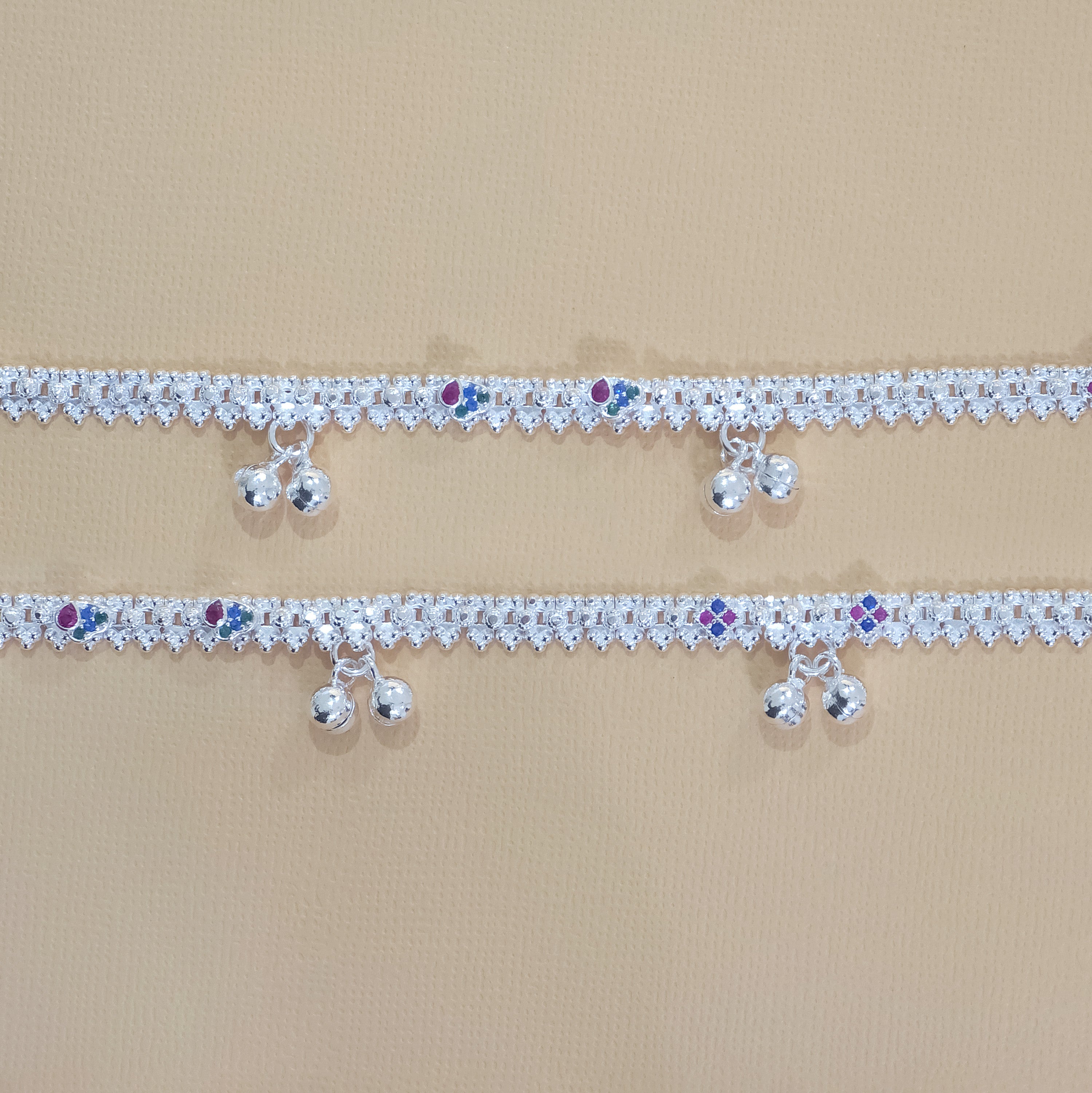 Silver Festive Drop Anklets