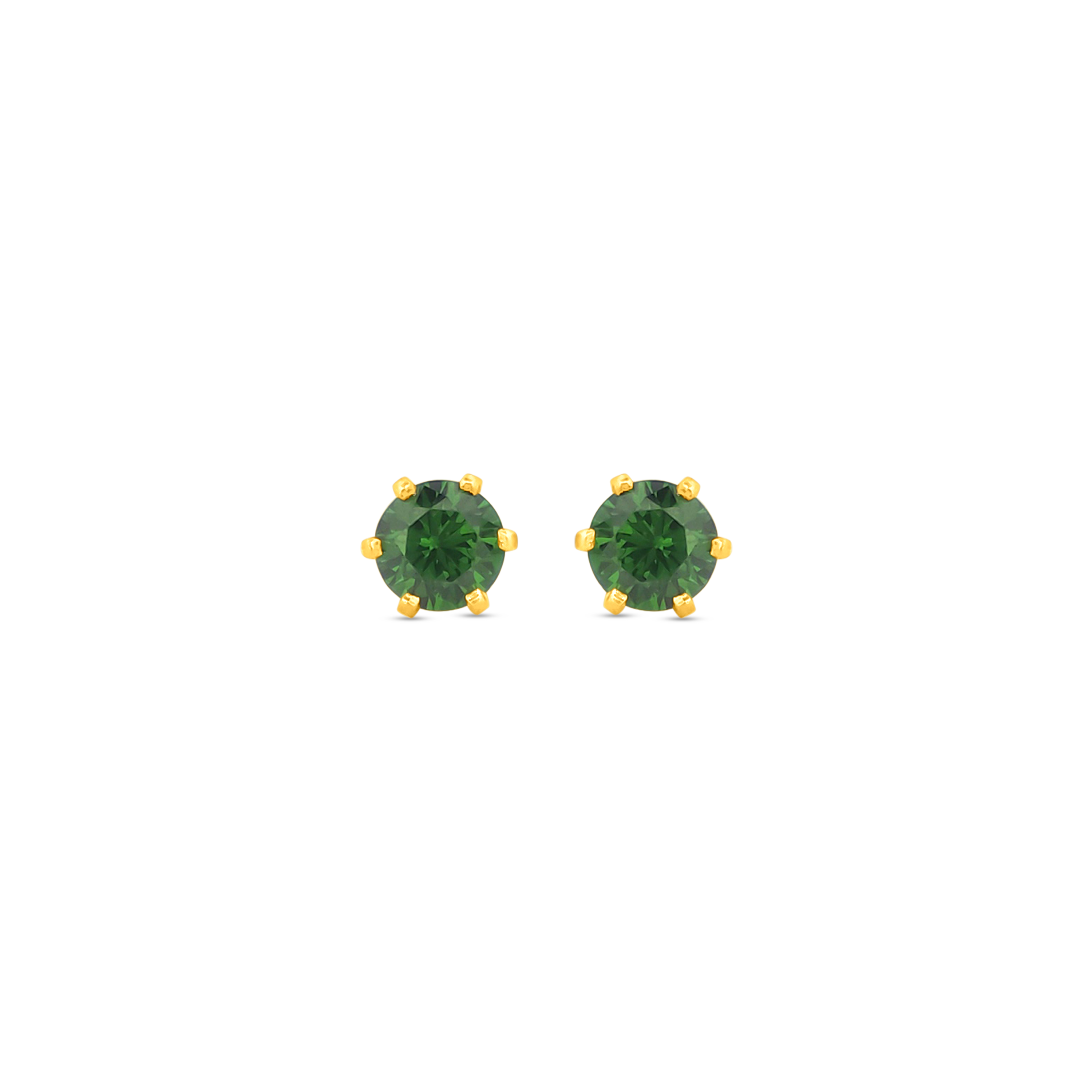22K Gold Classic Green Stud Earrings