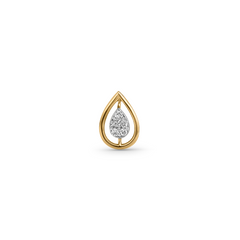 18K Gold Teardrop Halo Diamond Nose Pin