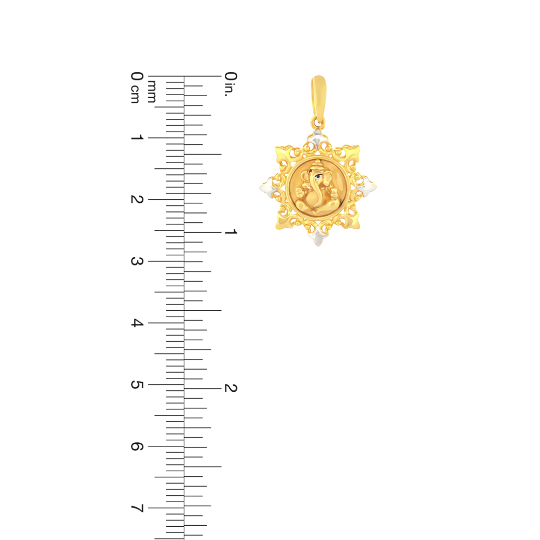 22K Gold Ornate Lord Ganesha Pendant in Star Design