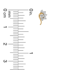 18K Gold Diamond Floral Curve Nose Pin