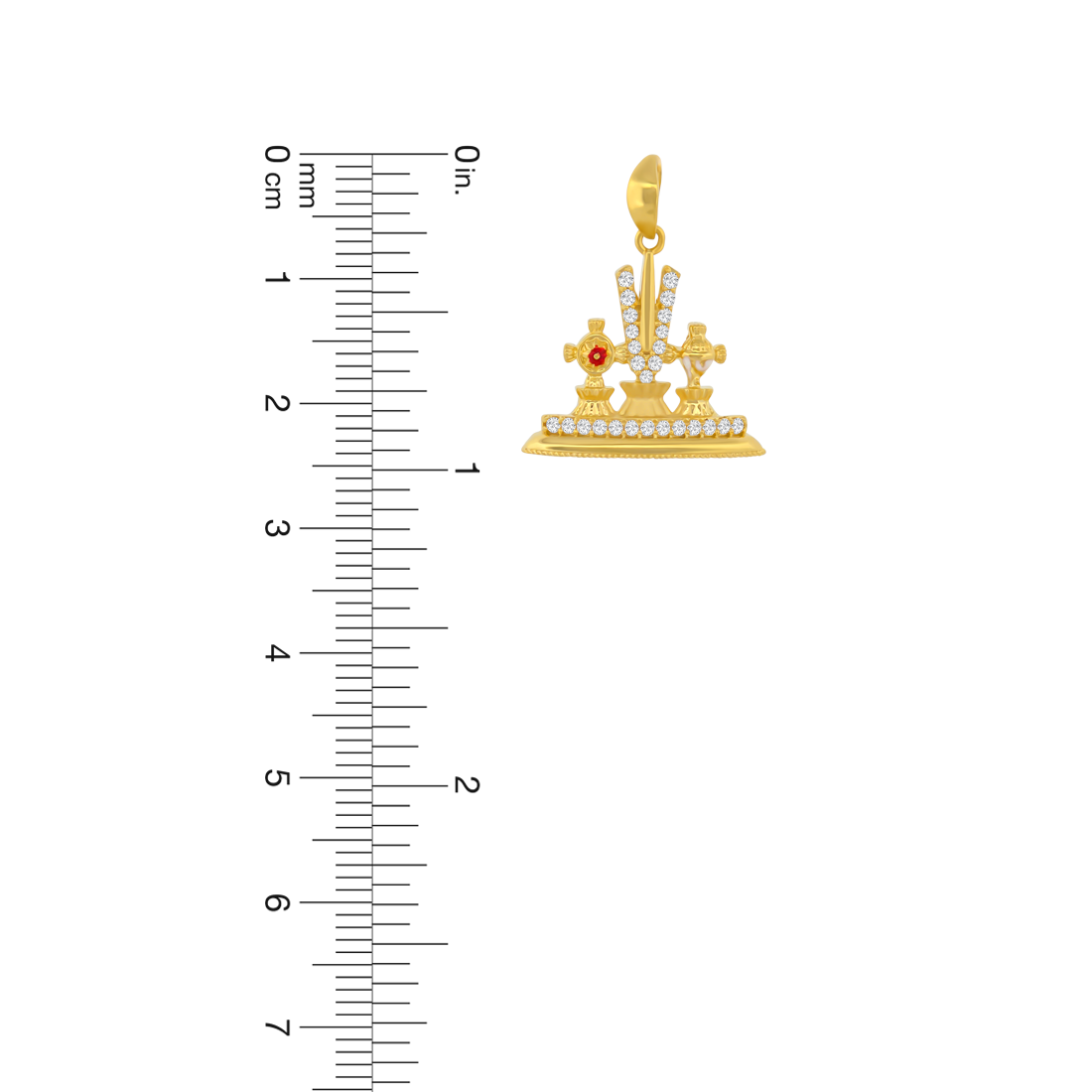 22K Gold Sacred Shankha, Chakra, and Namam Pendant