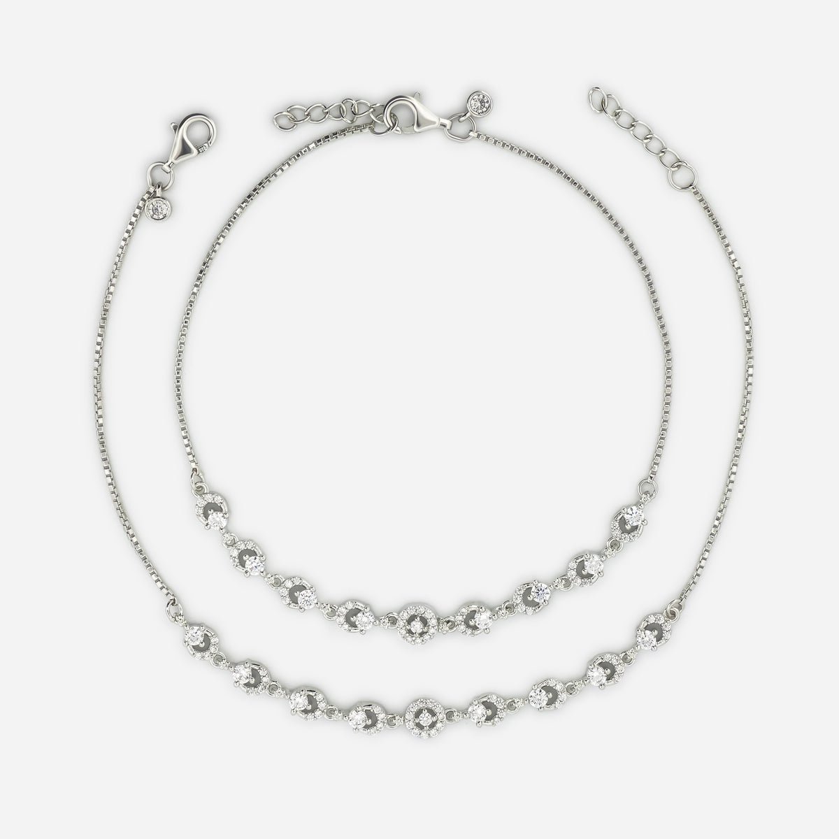 925 Silver Crystal Link Anklets