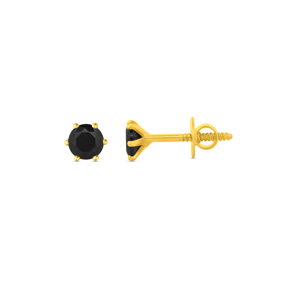 22K Gold Black Onyx Stud Earrings