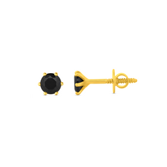 22K Gold Black Onyx Stud Earrings