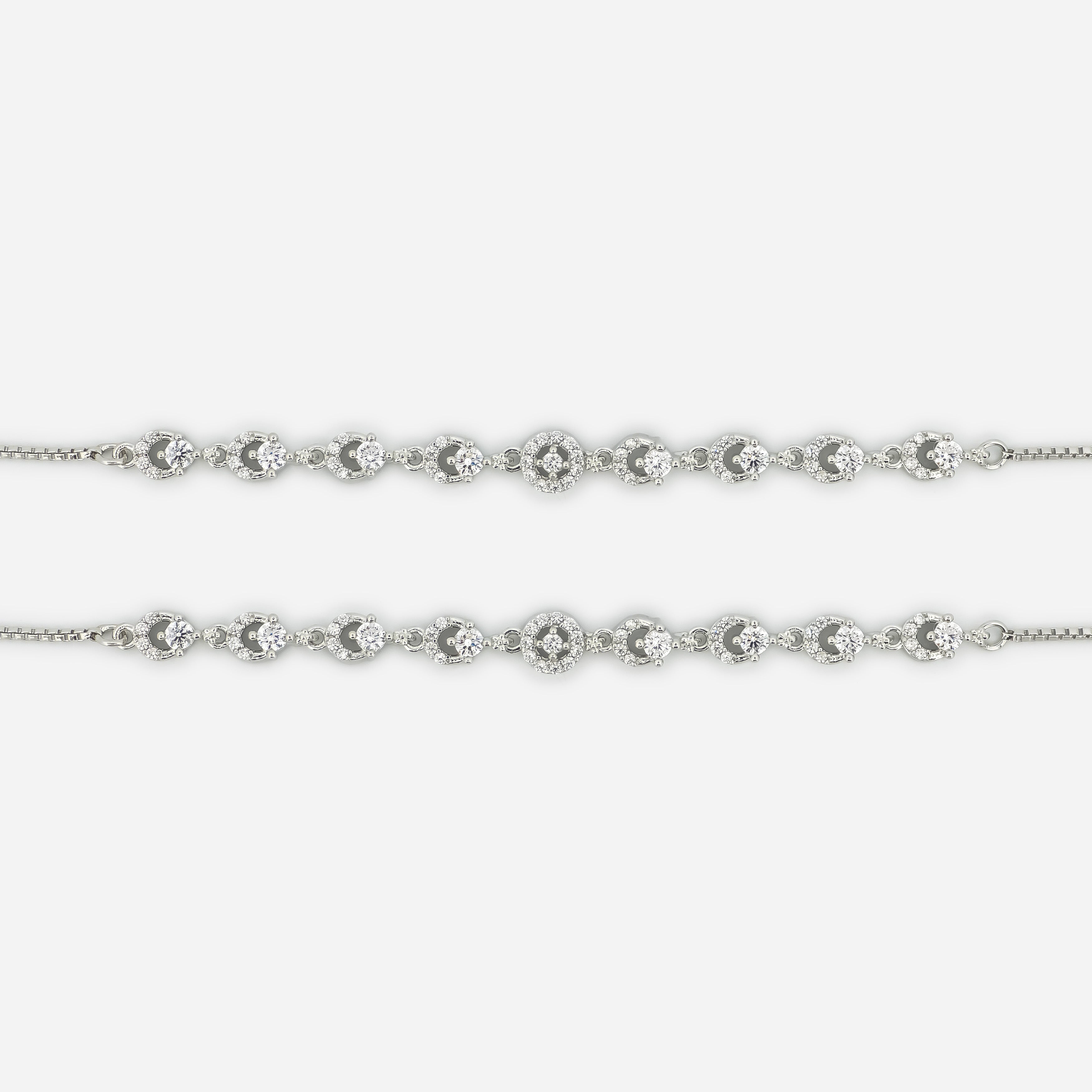 925 Silver Crystal Link Anklets