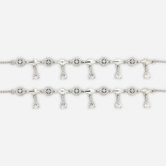 925 Silver Crystal Tassel Anklets