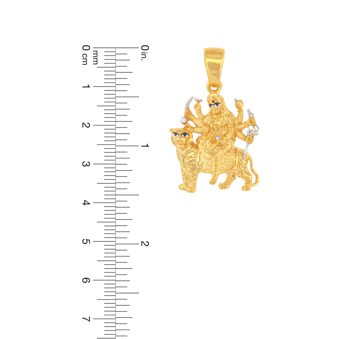 22K Gold Majestic Goddess Durga Pendant