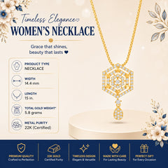 22K Gold Geometric Hexagon Necklace